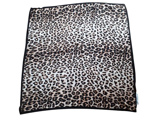 Autre Marque Pañuelo de seda estampado leopardo 80x80 Estampado de leopardo