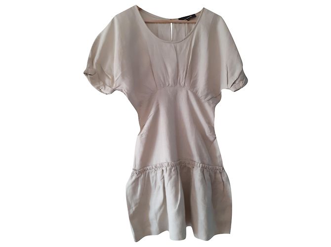 Vestido Isabel Marant bege de linho e viscose drapeado