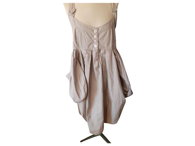 Autre Marque Parachutist Kleid aus Baumwolle Creme Roh