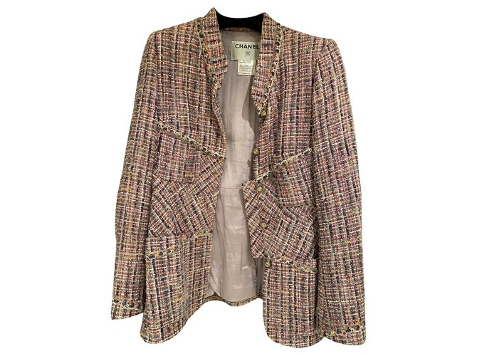 Chanel jacket Pink Tweed  ref.215510