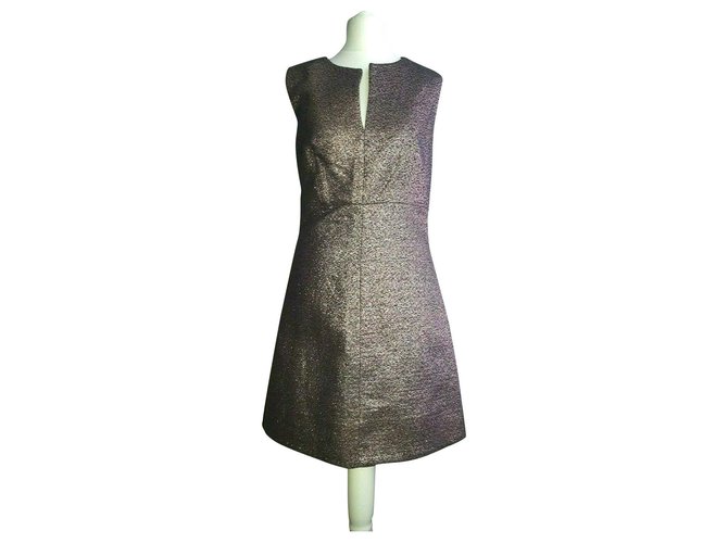 Diane Von Furstenberg DvF Metallic dress with exposed zipper Black Polyester Acrylic  ref.215532