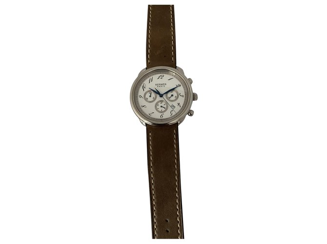 Hermès Chronograph Weiß Stahl  ref.215698