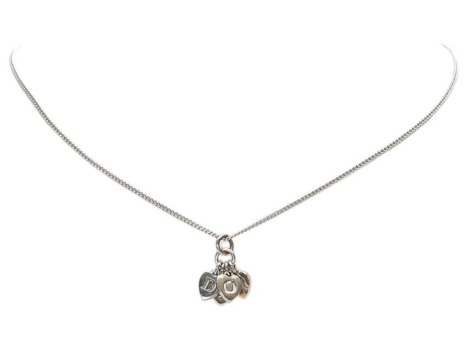 Collar de plata con logo de corazón Dior Metal  ref.215797