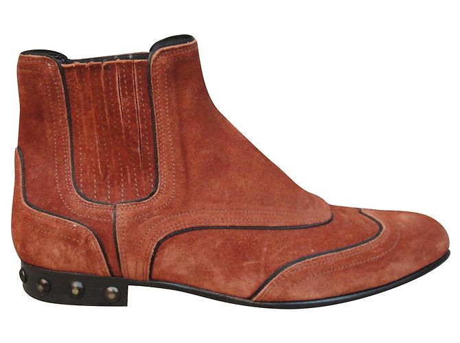 Bottines Chelsea Lanvin Daim Marron