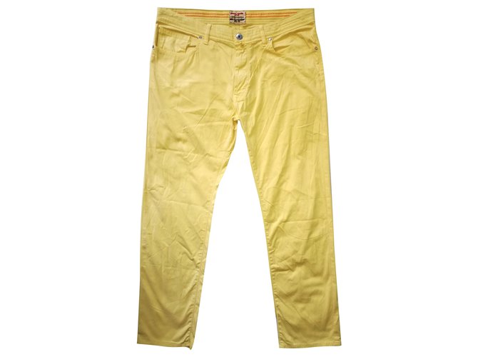 Pierre Cardin Calça de algodão amarela com perna reta, Tamanho 40 / 32, F 50 Amarelo  ref.215900