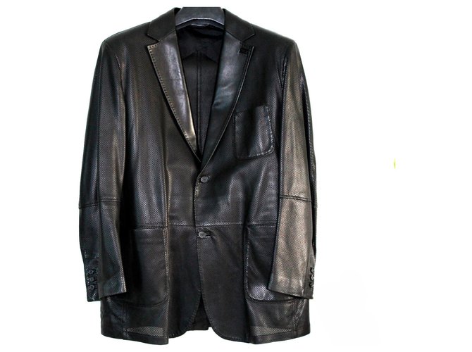 Brioni Blazers Jackets Black Leather  ref.215907