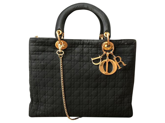 Dior LADY DIOR Handbags Cloth Black ref 