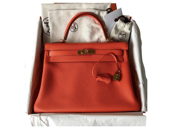 Hermès Kelly 32 Orange Leather  ref.216038