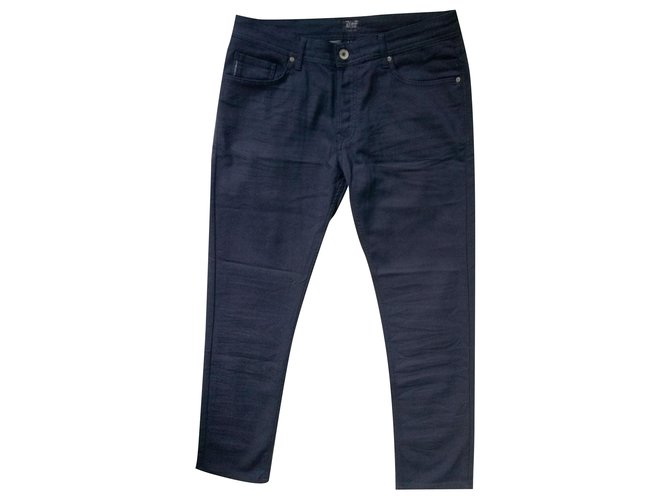 Armani Jeans Pantalon droit en coton bleu, size 36  ref.216105