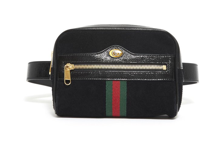 Gucci BAG BELT OPHIDIA PM BLACK NEW Patent leather Deerskin  ref.216155