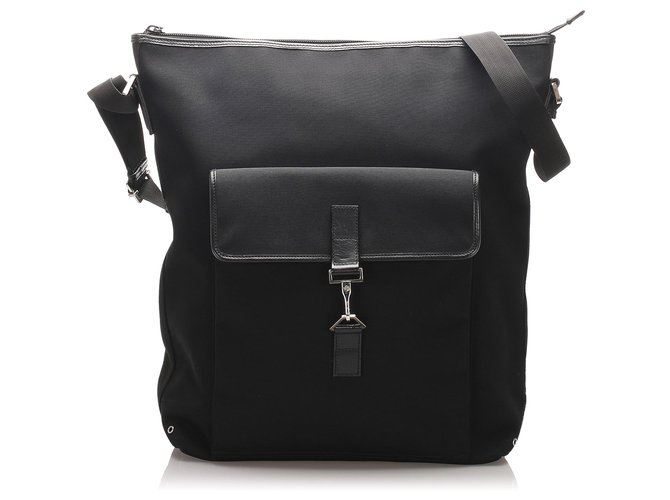 gucci black canvas backpack