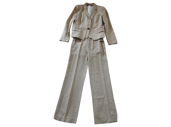 Comptoir Des Cotonniers Linen pantsuit set Beige  ref.216373