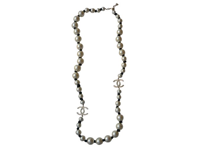 CHANEL - CC PEARL NECKLACE NECKLACE NEW SILVER METAL 2016 Multiple colors  ref.216596
