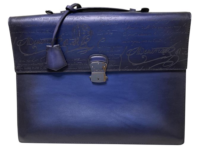 Berluti Bags Briefcases Blue Leather  ref.216598