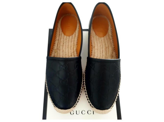 Alpargatas New Gucci Negro Cuero  ref.216653