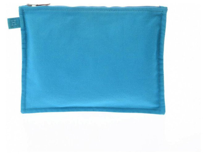 Hermès Clutch Tasche Blau Tweed  ref.216710