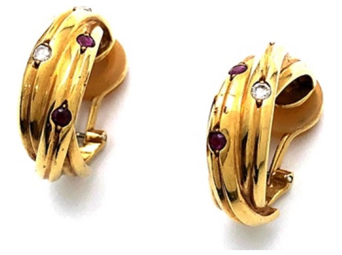 Love Cartier 18K Gold Diamond Multi-gemstone Trinity Hoop Earrings Dourado Ouro amarelo  ref.216759
