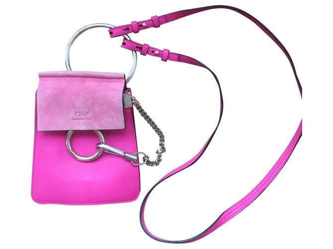 Chloé Faye shoulder bag Fuschia Leather  ref.216816