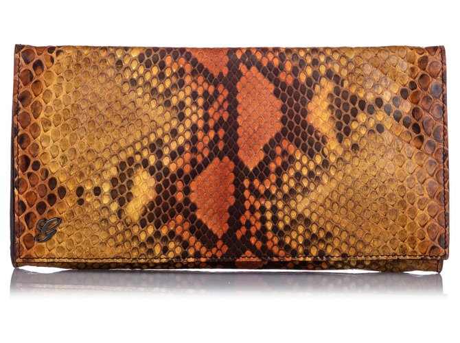 Gucci Brown Embossed Leather Clutch Bag Light brown Pony-style calfskin  ref.216929