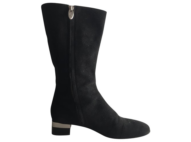 Chanel Boots Black Suede  ref.216983