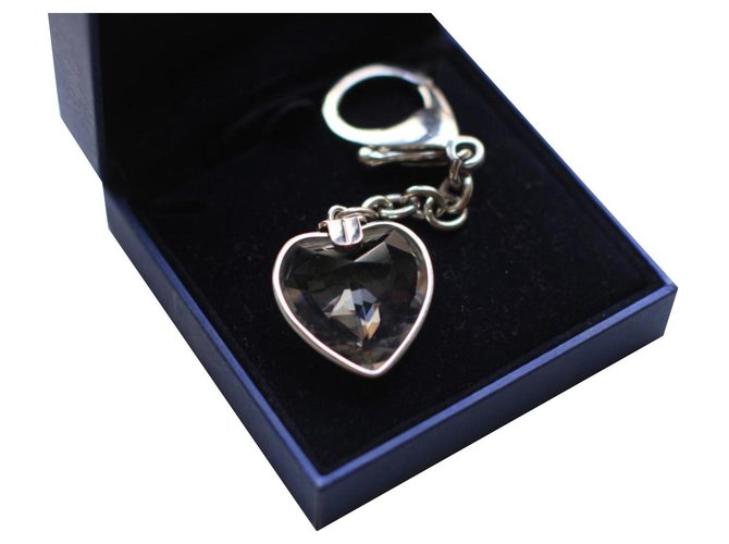 Swarovski Charm para bolso corazón de cristal Plata Metal  ref.216992
