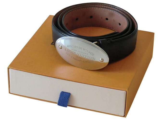 Louis Vuitton men's belt Black Leather  ref.217030