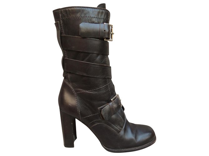 Céline p boots 39 Dark brown Leather  ref.217033