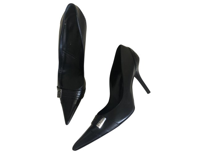 Dior Heels Black Leather  ref.217044