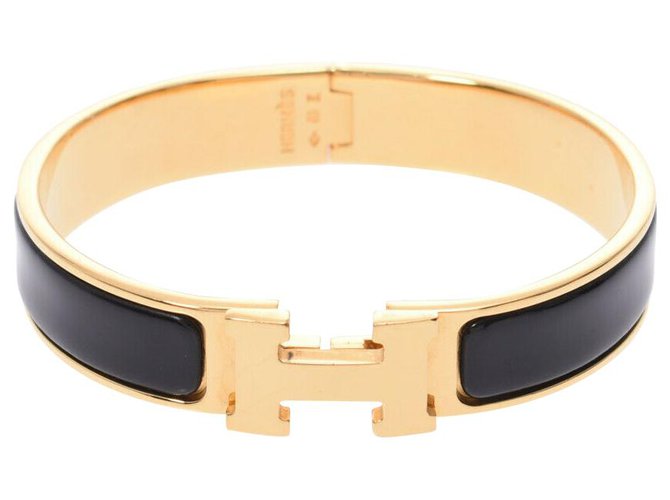 Bracelet Hermès Plaqué or Noir  ref.217121