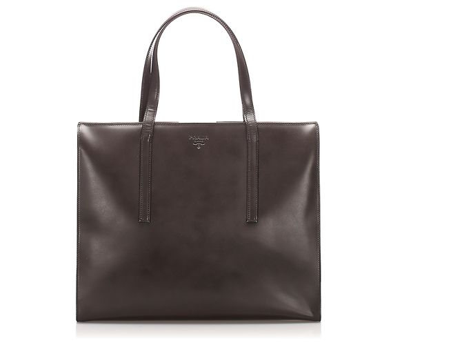 Borsa tote Prada in vernice marrone