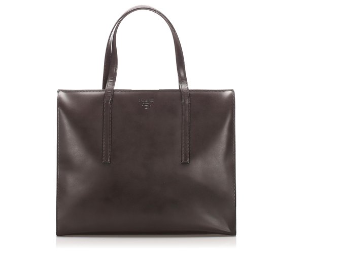Prada Brown Patent Leather Tote Bag Dark brown  ref.217171