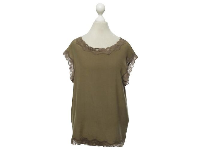Top in seta e pizzo Max & Moi Khaki Cachi