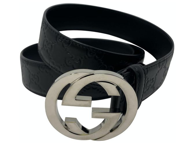 gucci signature leather belt black