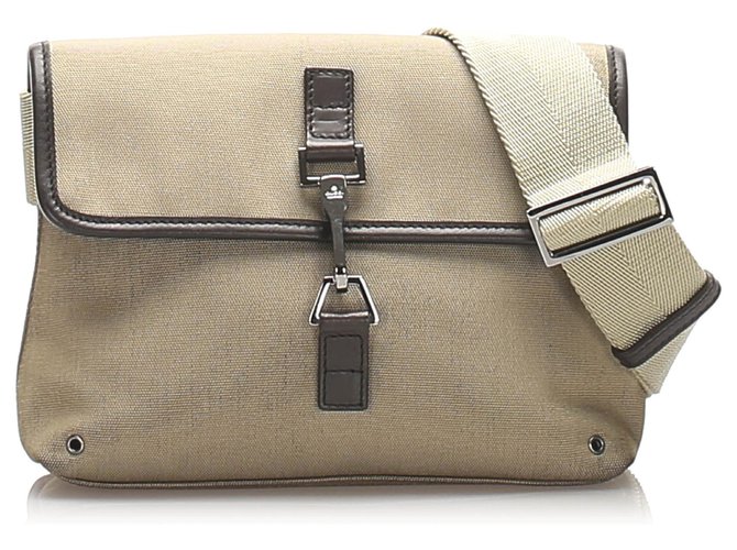 Gucci Brown Canvas Belt Bag Beige Dark brown Leather Cloth Pony-style calfskin Cloth  ref.217353