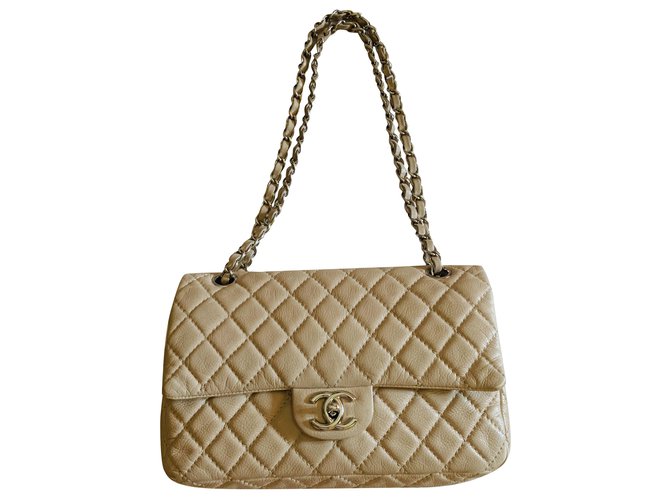 Chanel Handtaschen Beige Leder  ref.252885