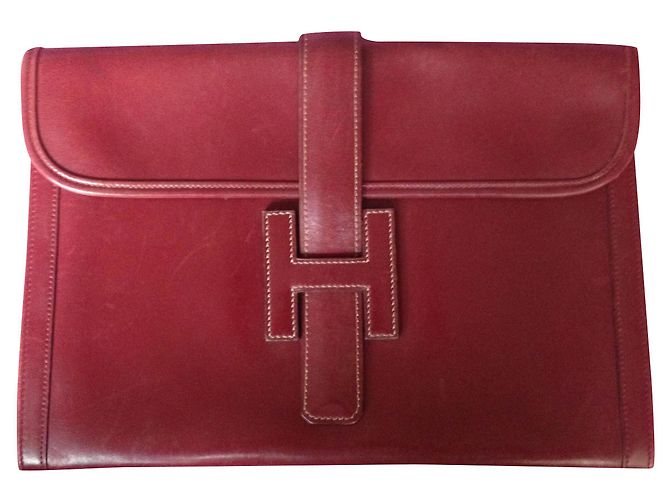 Hermès Jige Clutch aus rotem Leder