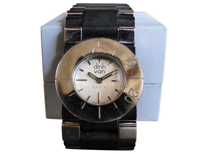 Relógio Dinh Van Cible 28 aço Preto Hardware prateado Resina  ref.217599