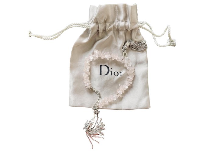 Christian Dior Precioso brazalete Dior en cuarzo rosa Plata Metal Perla  ref.217609