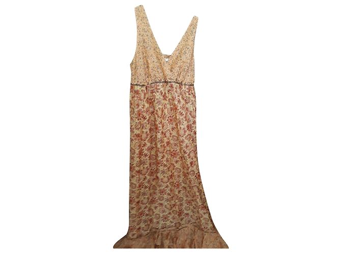 Autre Marque Vestido largo estilo bohemio algodón seda Multicolor