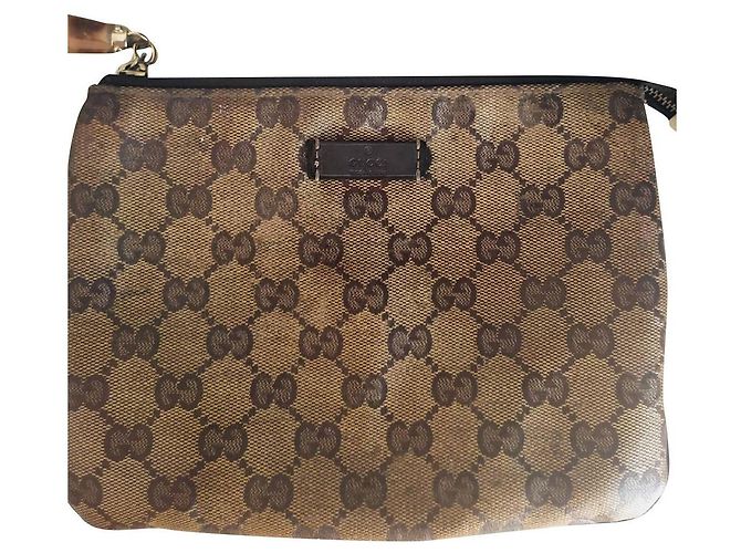 Gucci Clutch aus Leder Braun