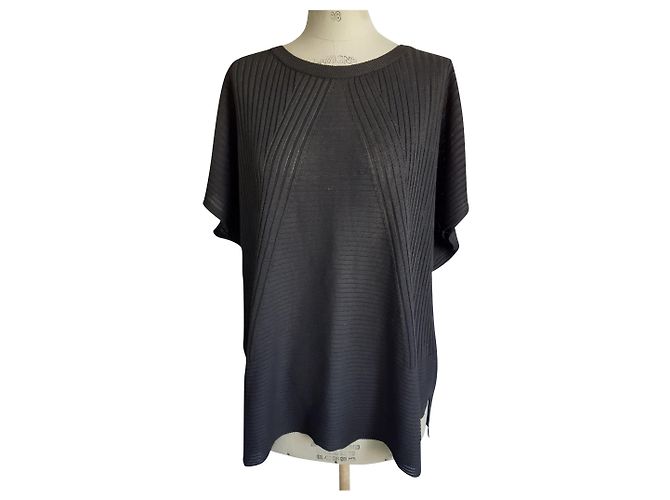 Camicetta Uterque in maglia di seta a costine nera Nero