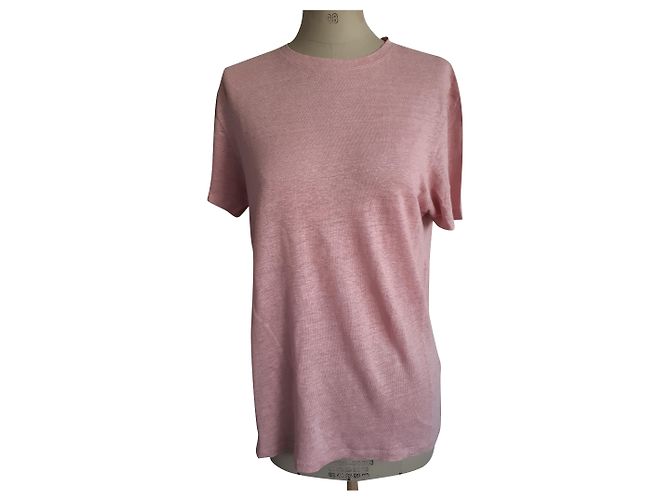 T-shirt Sandro in lino rosa