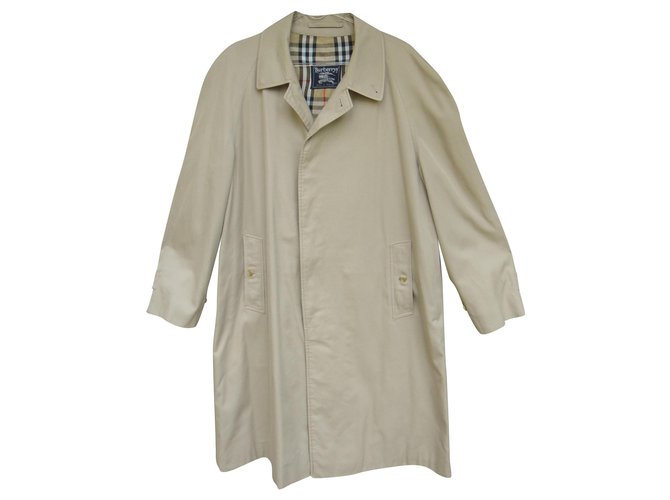 raincoat man Burberry vintage t 54 Beige Cotton Polyester  ref.217723