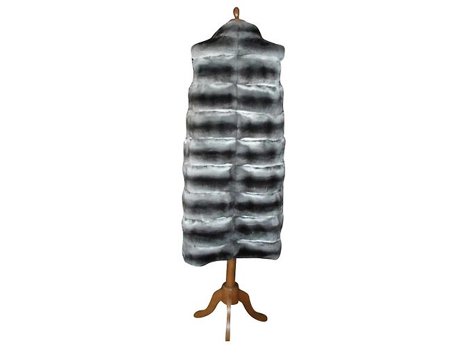 Autre Marque Abrigo chaleco de piel de chinchilla negro