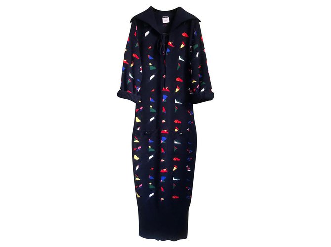 Chanel hervorragendes Runway-Kleid Mehrfarben Kaschmir  ref.217876