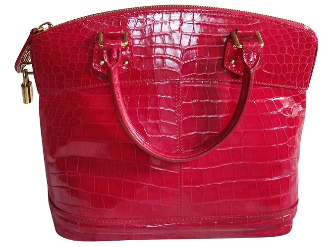 Bolsa de mão Louis Vuitton Lockit em couro de crocodilo vermelho