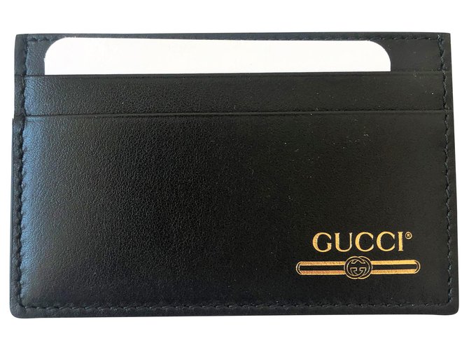 Porta-cartão credi em couro preto Gucci  ref.217919