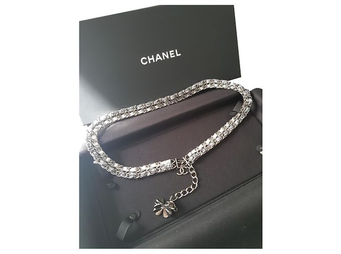 Chanel Cinturón elegante Plata Tweed