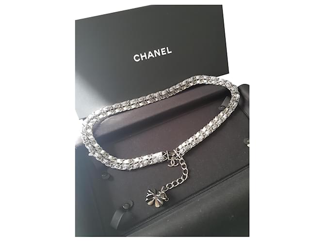 Chanel Cinturón elegante Plata Tweed  ref.218022