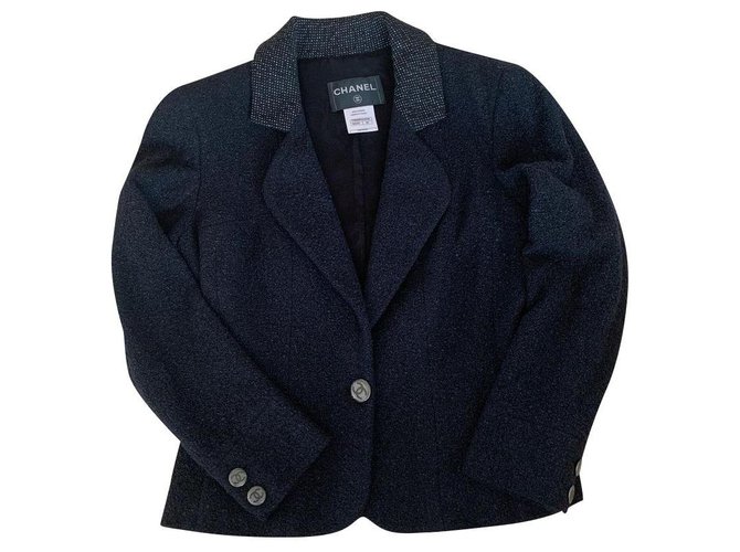 Chanel jacket Black Tweed  ref.218041